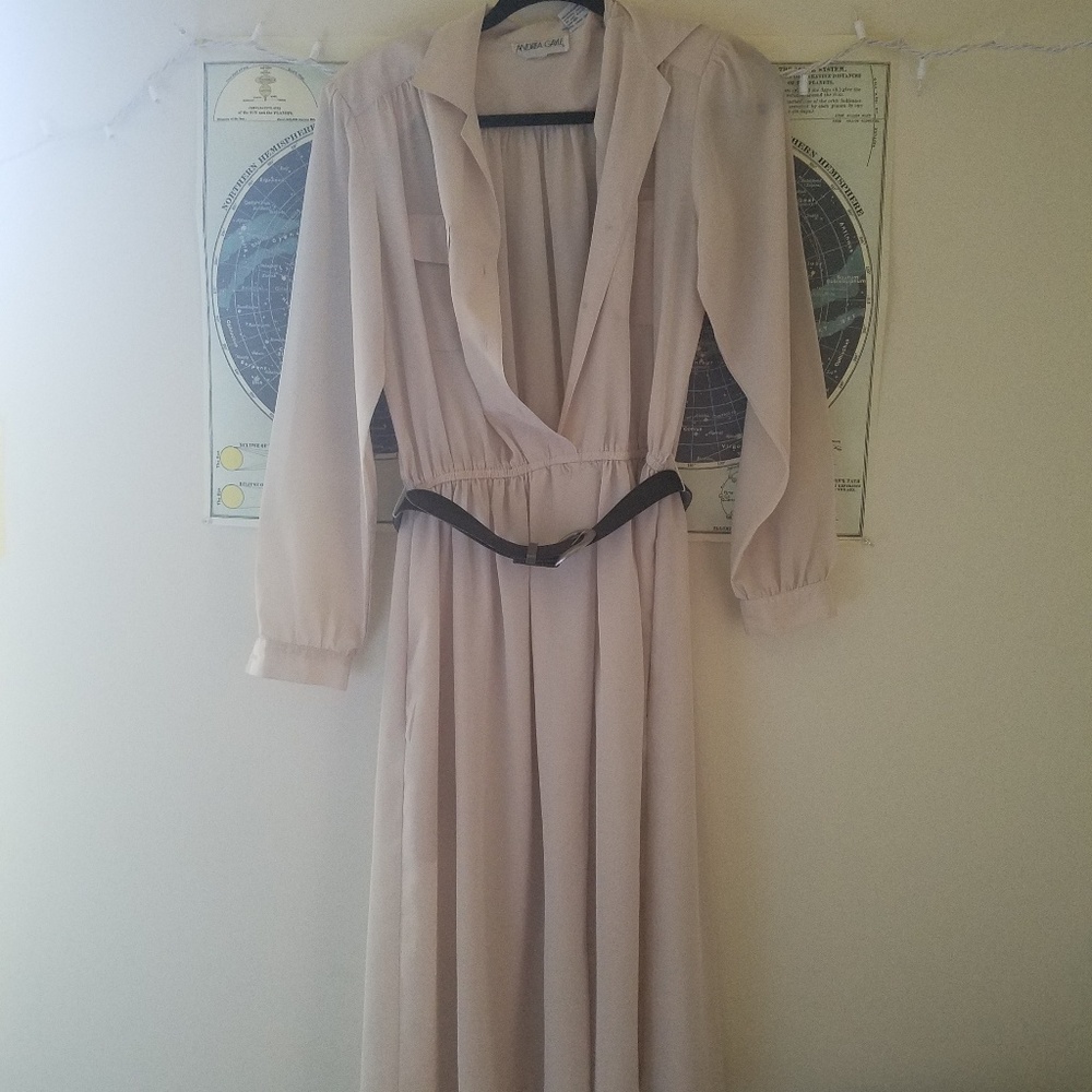 Knee length sheer champagne dress